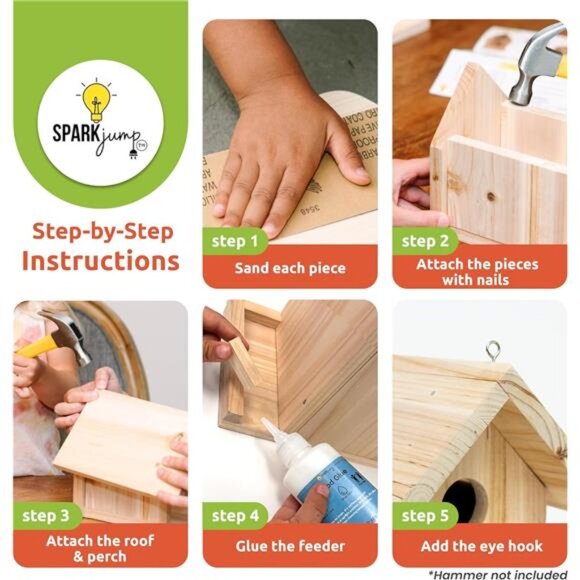 Jr Bird House Kit | DIY Birdhouse Kits Made of Cedar Wood for Outdoors | - Picture 4 of 7